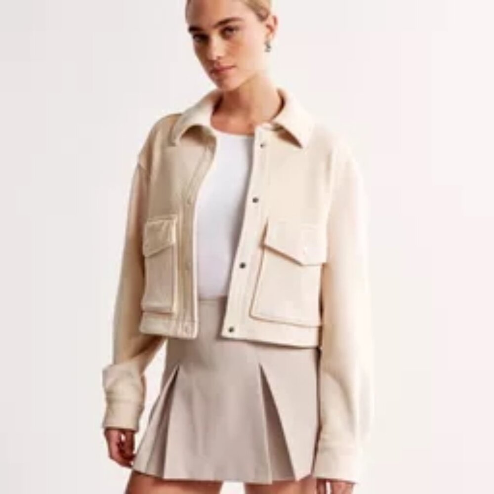 NWOT Cropped Corduroy Velour Shirt Jacket